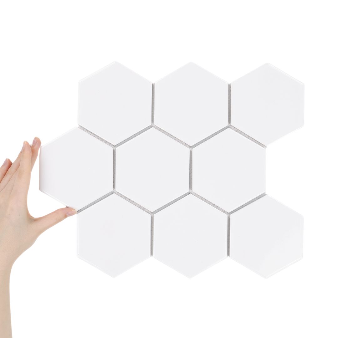 Țiglă Hexagon XL Alb Lucioasă