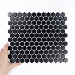 Țiglă Hexagon Mic Negru Mată