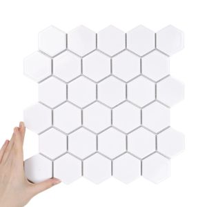 Țiglă Hexagon Mare Alb Lucioasă