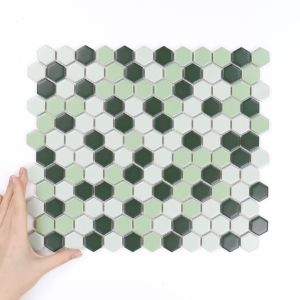 Țiglă Hexagon Mic Verde Mix Mată