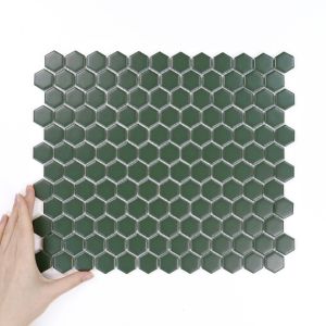 Țiglă Hexagon Mic Verde Închis Mată