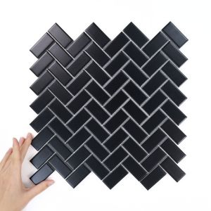 Țiglă Herringbone Negru Mată