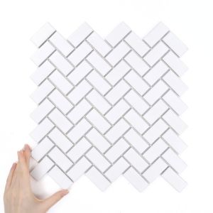 Țiglă Herringbone Alb Mată