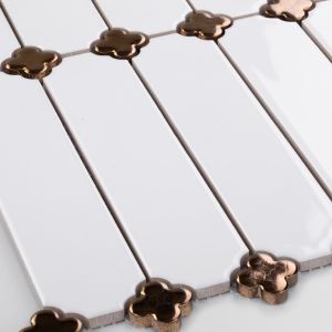 Țiglă Cecile White Lucioasă Trifoi Vintage Gold