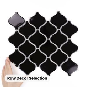 Țiglă Arabesque Mare Negru Lucioasă