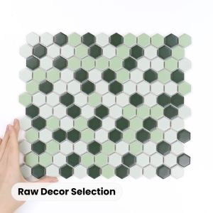 Țiglă Hexagon Mic Verde Mix Mată