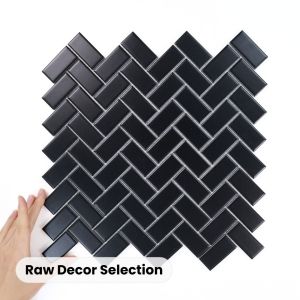 Țiglă Herringbone Negru Mată