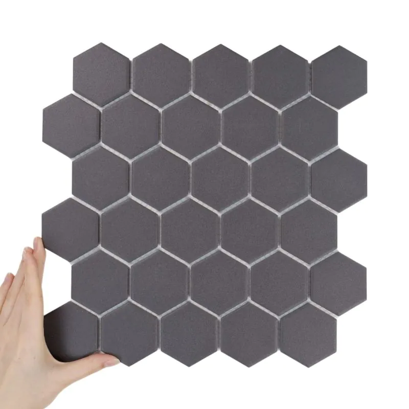 Țiglă Hexagon Mare Antracit Antiderapantă