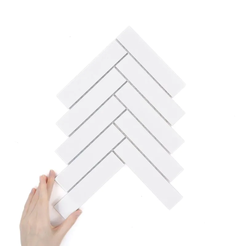 Țiglă Herringbone XL Alb Lucioasă