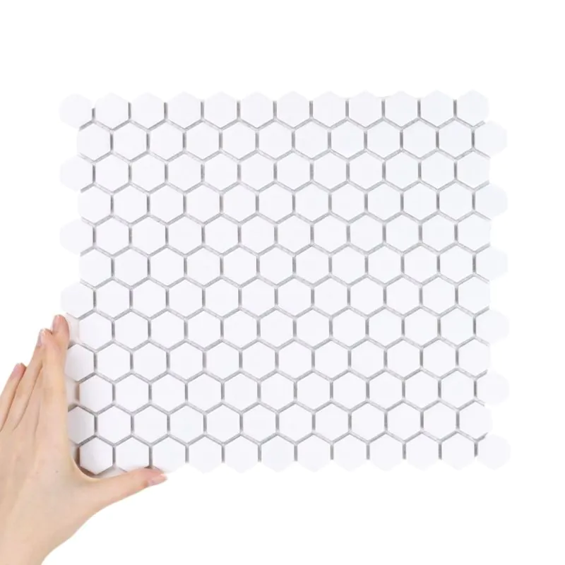 Țiglă Hexagon Mic Alb Lucioasă