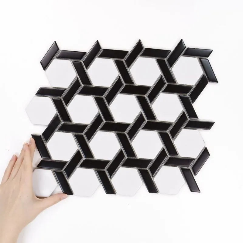 Plăci Hexagon Stella Negru & Alb Mat