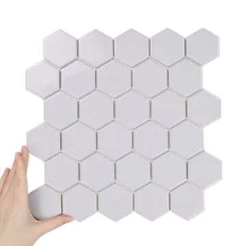 Țiglă Hexagon Mare Gri Deschis Lucioasă