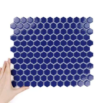 Țiglă Hexagon Mic Albastru Marin Lucioasă