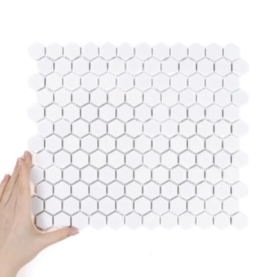 Țiglă Hexagon Mic Alb Mată