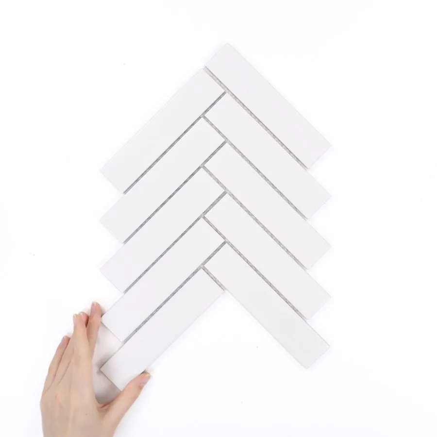 Țiglă Herringbone XL Alb Mată