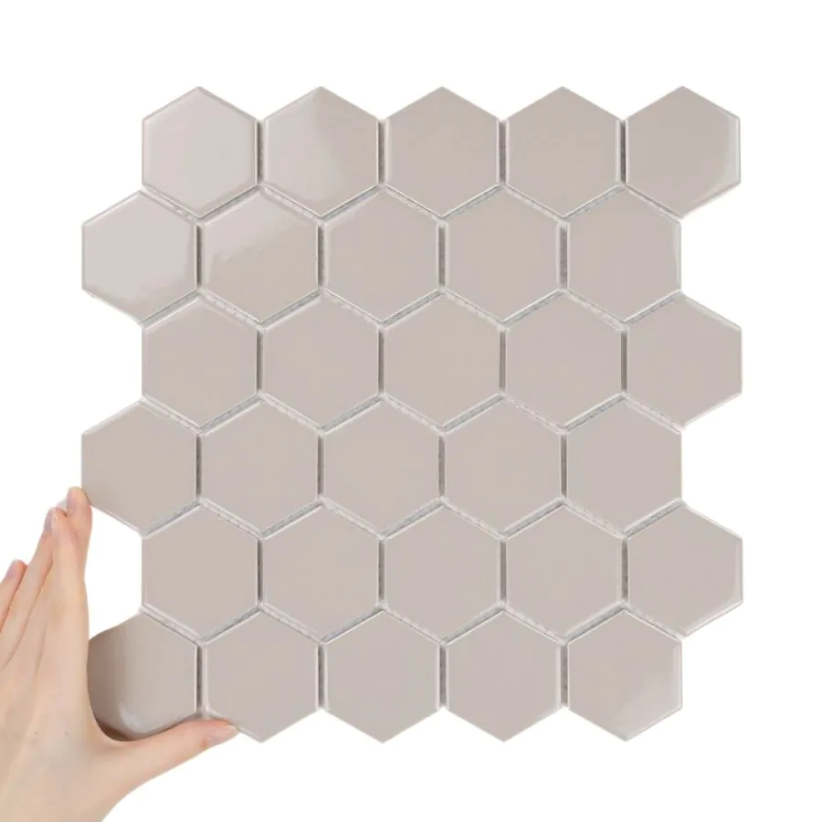 Țiglă Hexagon Mare Cafe Latte Lucioasă