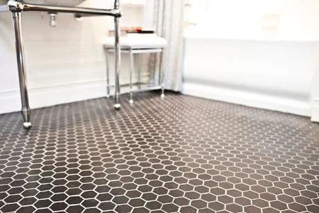 pavele pentru podea plăci ceramice negre hexagonale cu fuga albă