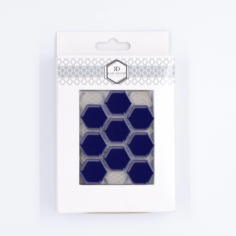 Probă: Hexagon Mic Albastru Marin Lucioasă