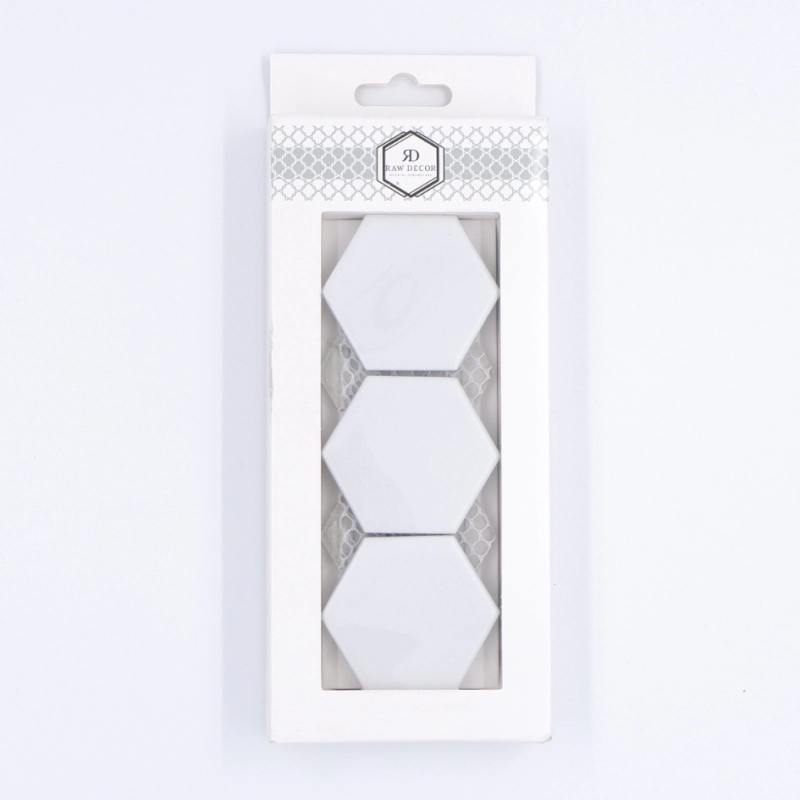 Probă: Hexagon Mare Alb Lucioasă