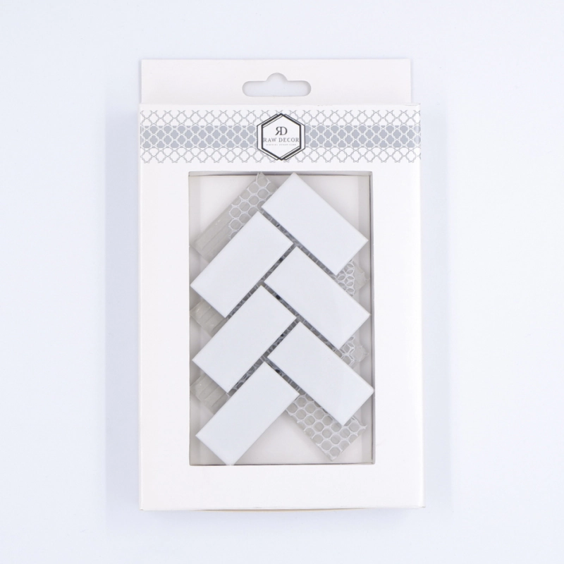 Probă: Herringbone Alb Lucioasă